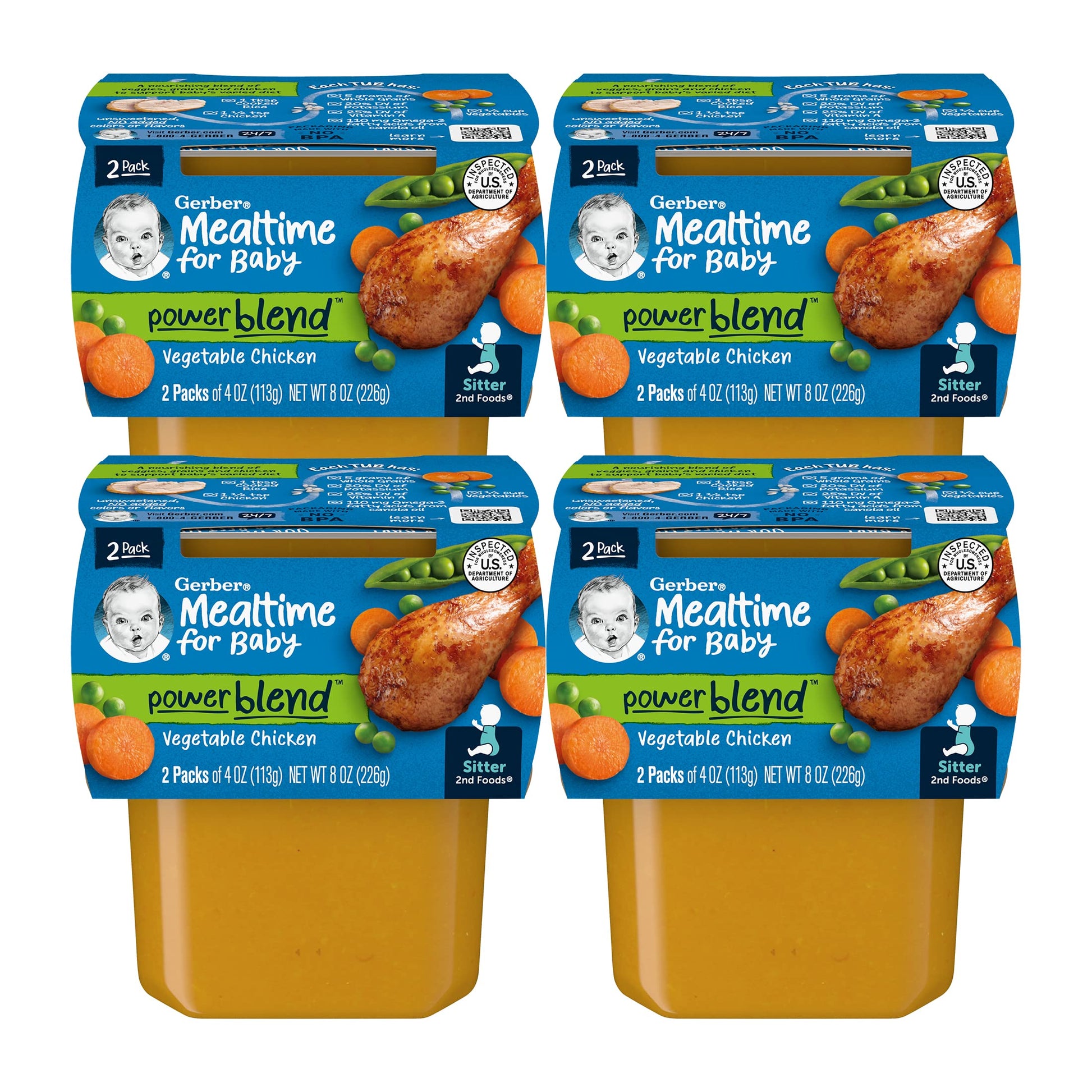 Gerber 2Nd Foods Vegetable Chicken, 8 Oz, 4-Pack