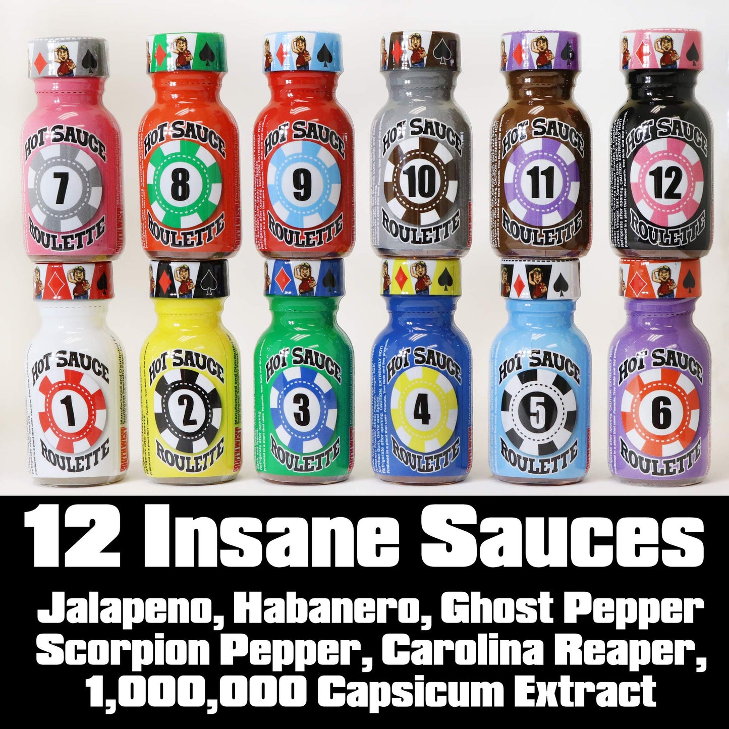 ASS KICKIN Hot Sauce  card-style Game - 12 Bottles - Spicy Challenge Gift Set - Pure Bred Idiot Model