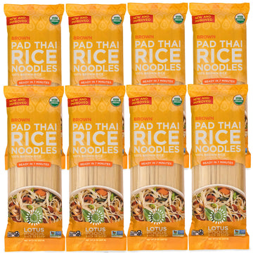 Lotus Foods Organic Brown Rice Pad Thai Rice Noodles - Gluten Free Pad Thai, Heirloom Rice Noodles, Authentic Asian Noodles, Rice Noodles Thailand, Usda Organic, Non Gmo - 8 Oz (Pack Of 8)