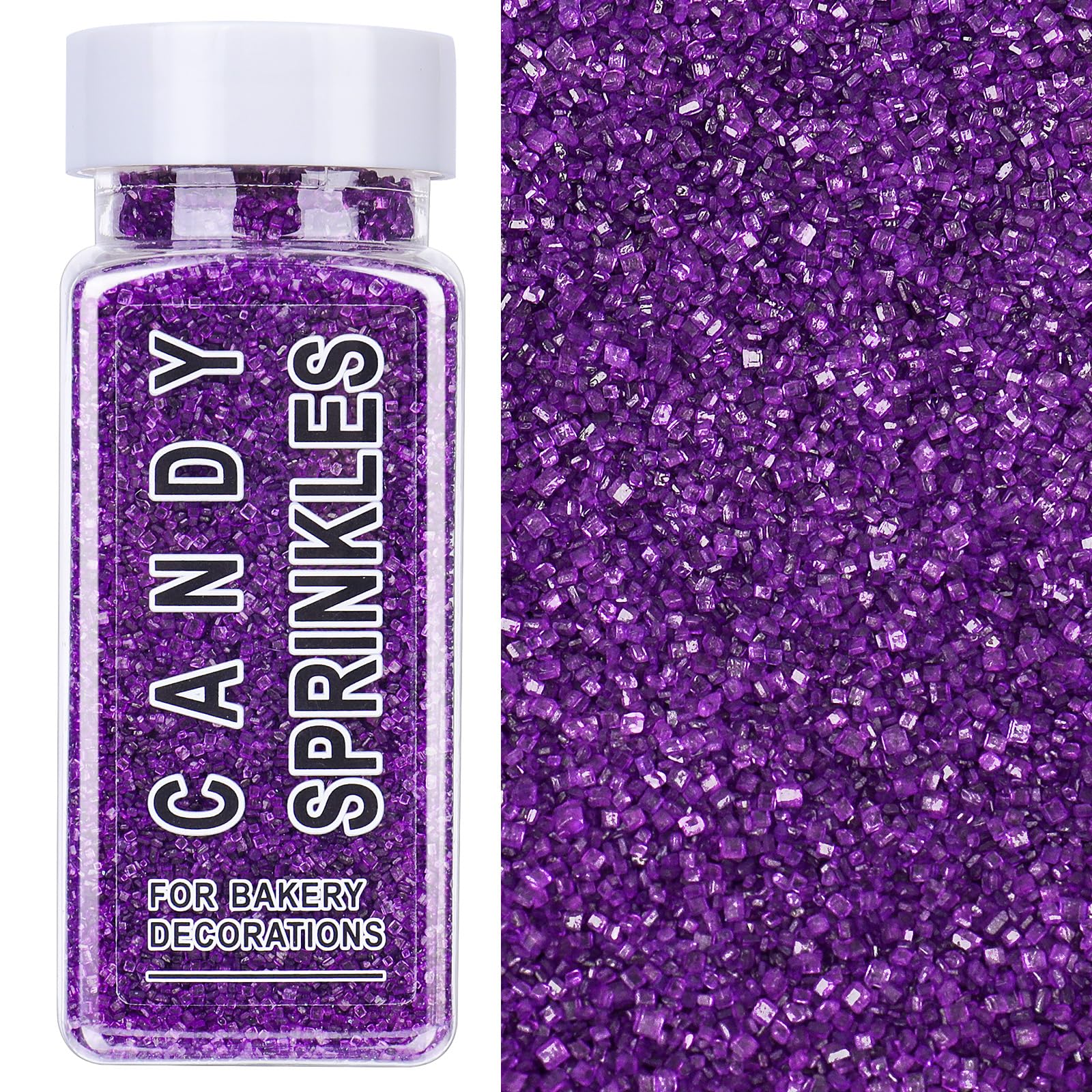 Purple Sanding Sugar Sprinkles, 4.6 oz Edible Sparkling Sugar Crystals for Baking Topping, Cupcakes, Cookies, Ice Cream & Cake D