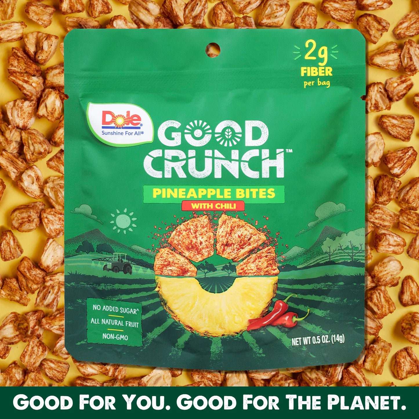 Dole Good Crunch Pineapple With Chili Dried Fruit Bites, Gluten Free & Vegan Snack, 0.5Oz Bags (Pack Of 12)