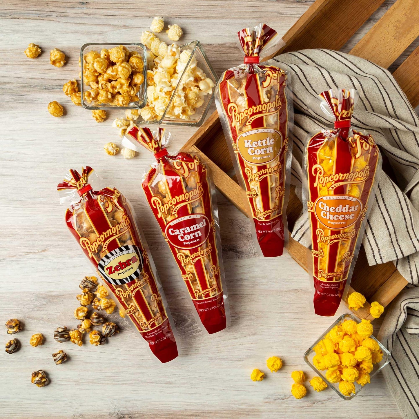 Popcornopolis Gourmet Popcorn  Assorted 40PK Variety Sweet & Savory Snacks  Non-GMO  Gluten-Free