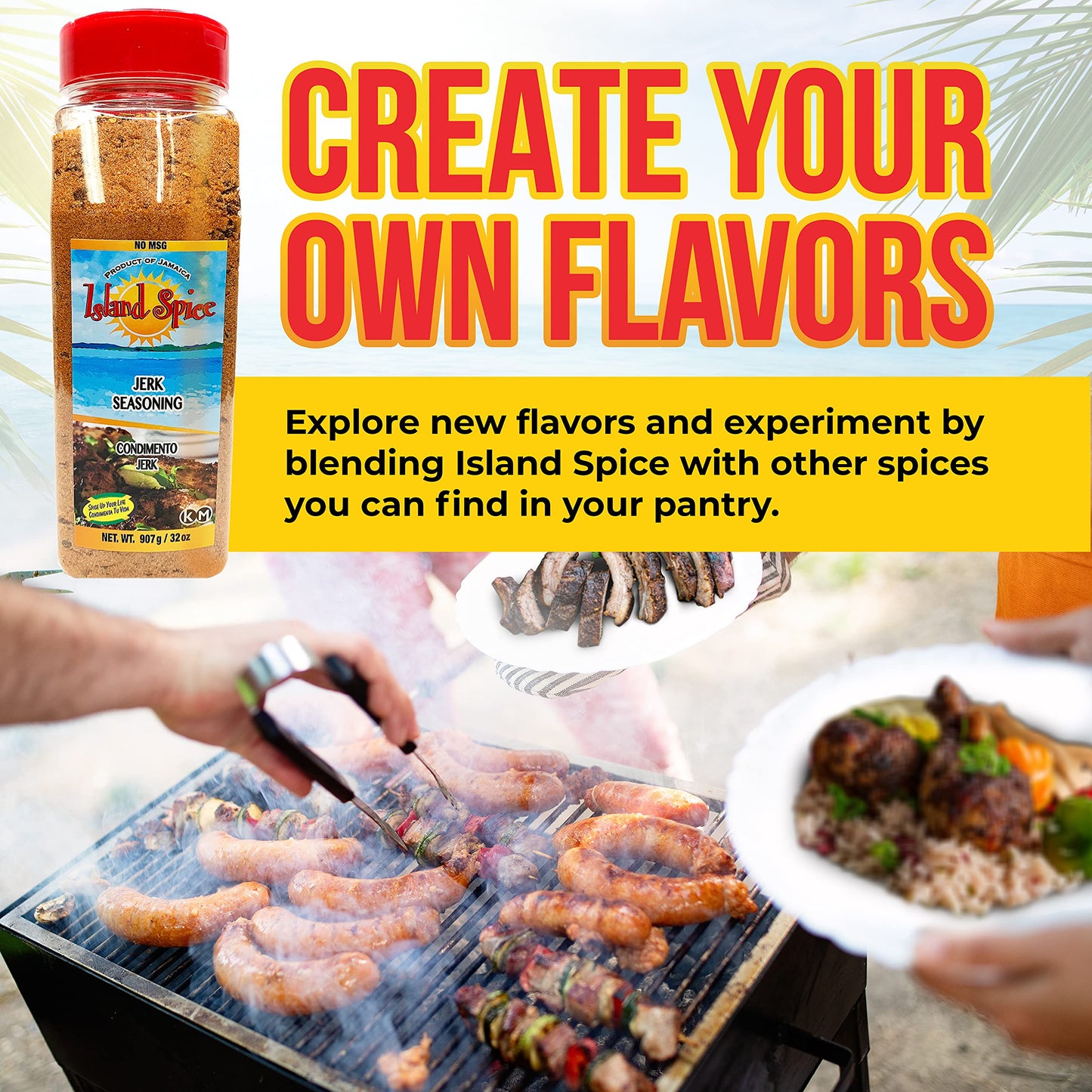 Island Spice Jerk Seasoning 32 ounces - Gluten-Free Vegan-Friendly Dry Rub with Real Jamaican Pimento - Authentic Jerk Flavors a