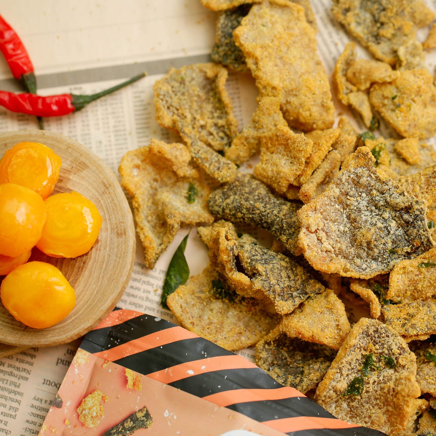 Irvins Salted Egg Salmon Skin Chips Crisps | Premium Hand Cooked | Halal | High Protein | Keto-Friendly | 3.7 Oz (Pack Of 3)