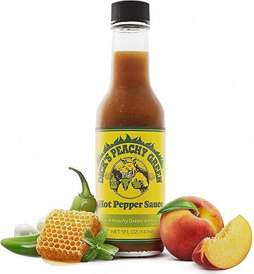 Dirty Dicks Peachy Green Hot Sauce, 5 Fl Oz - A Flavorful Blend Of Peppers, Peaches, And Exotic Spices (Pack Of 1)