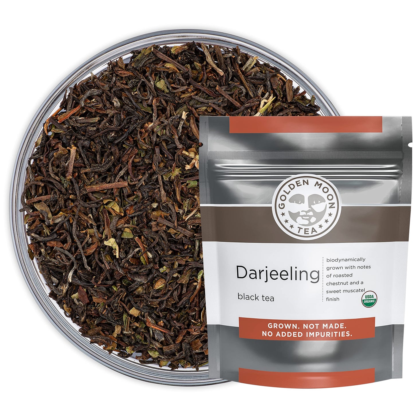 Golden Moon Tea Organic Darjeeling Loose Leaf Tea - Non GMO - 8 oz Bulk, 96 Servings