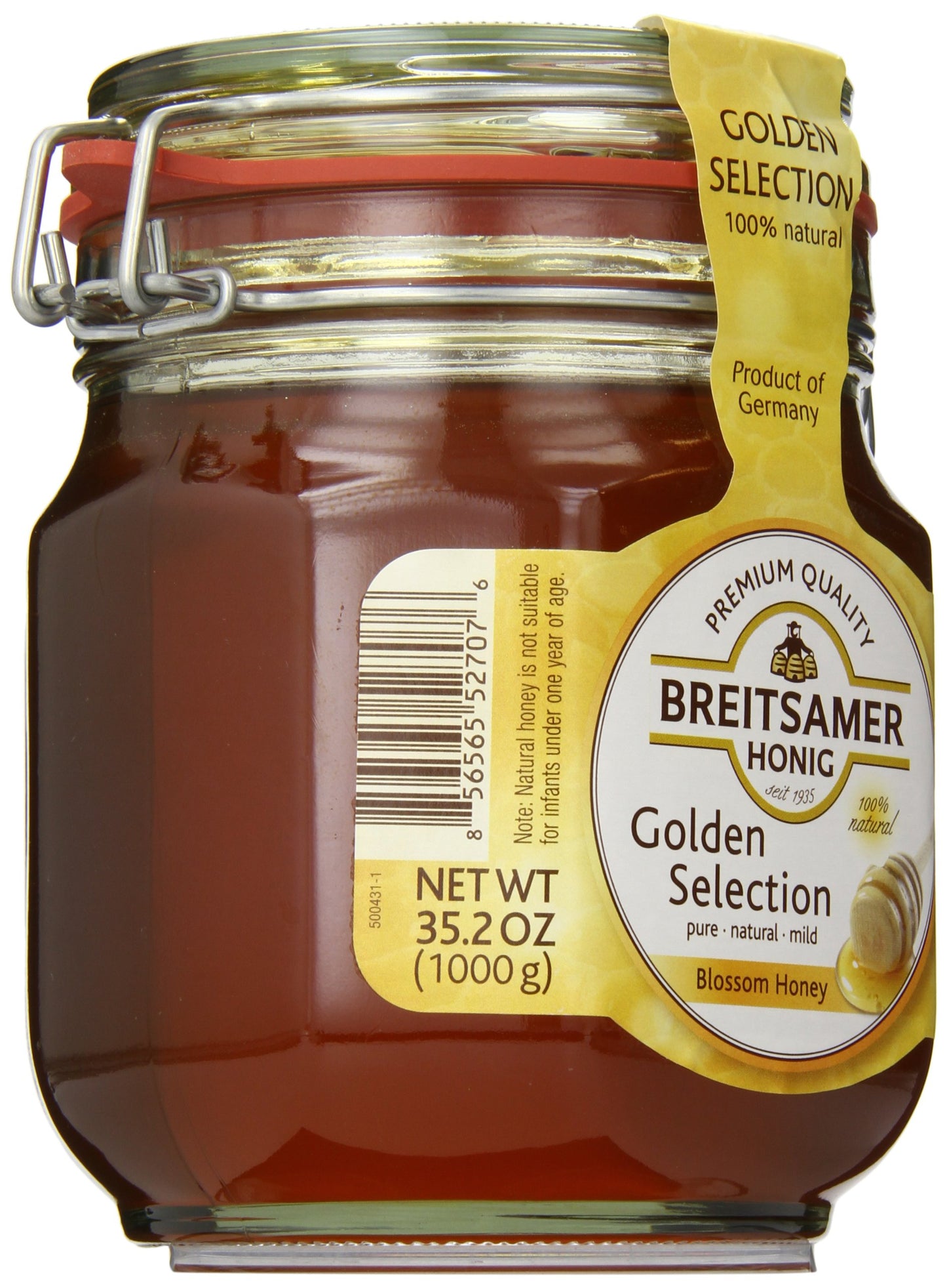 Breitsamer Golden Selection Honey Flip-Top Jar, 35.2 Ounce