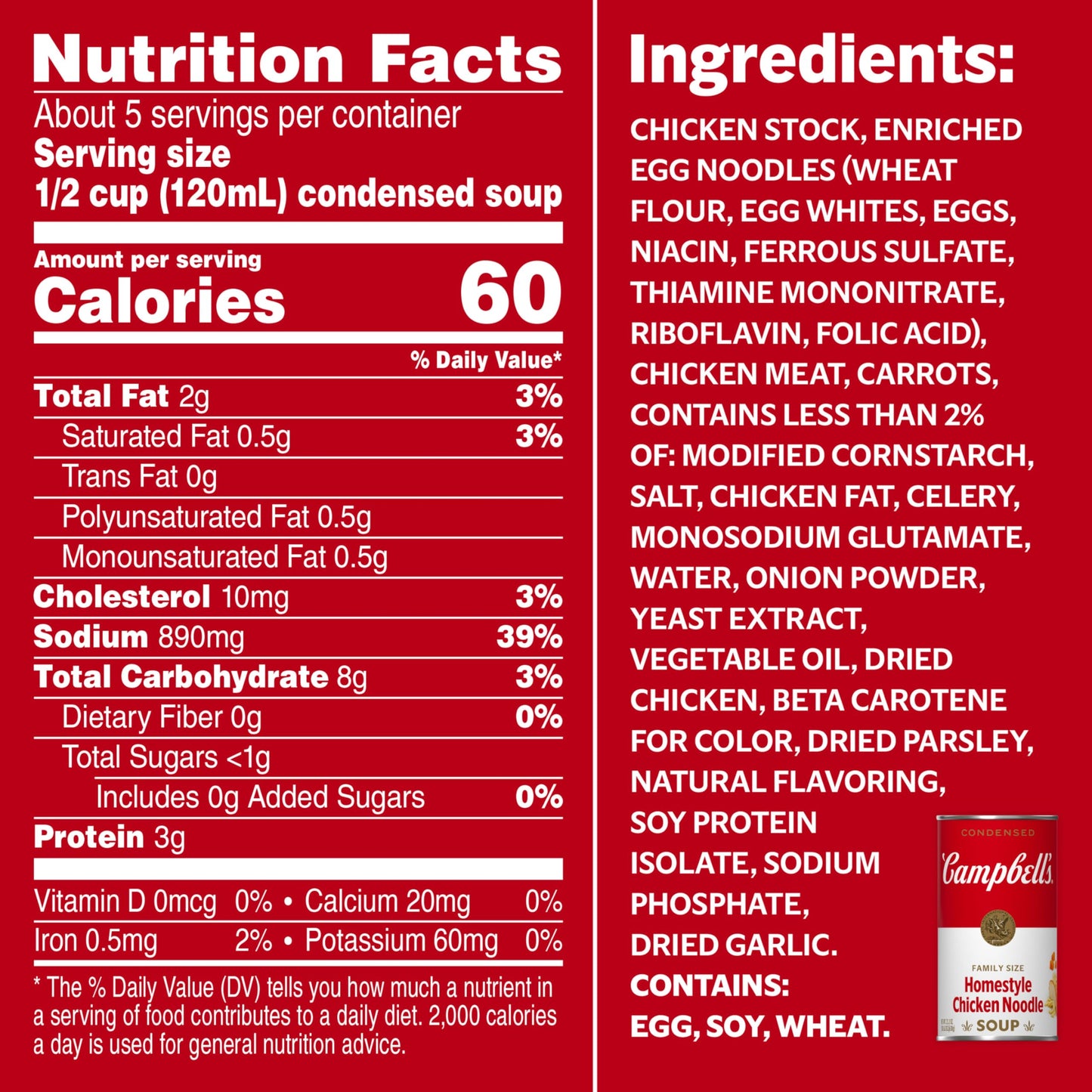 Campbells Condensed Homestyle Chicken Noodle Soup, 22.2 oz Family Size Can