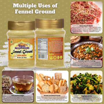 Rani Fennel Ground Powder Spice - All Natural, Gluten Friendly, NON-GMO, Vegan, 3oz (85g) PET Jar - Indian Origin