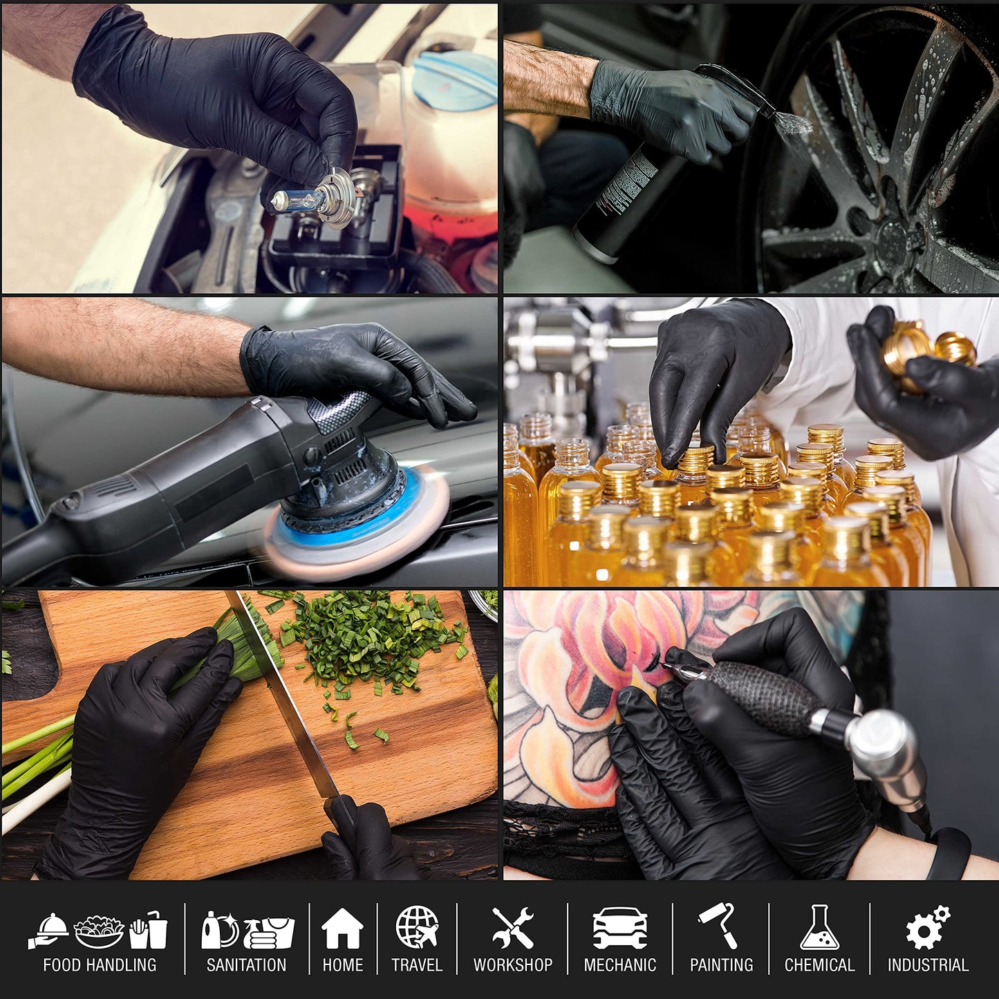 Dura-Gold Hd Black Nitrile Disposable Gloves, 10 Boxes Of 100, Size Small, 6 Mil - Latex Free, Powder Free, Textured Grip
