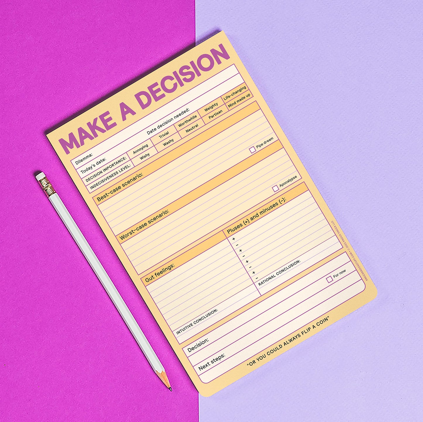Knock Knock Make A Decision Pad, Checklist Funny Office Notepads (Pastel Version), 6 X 9-Inches