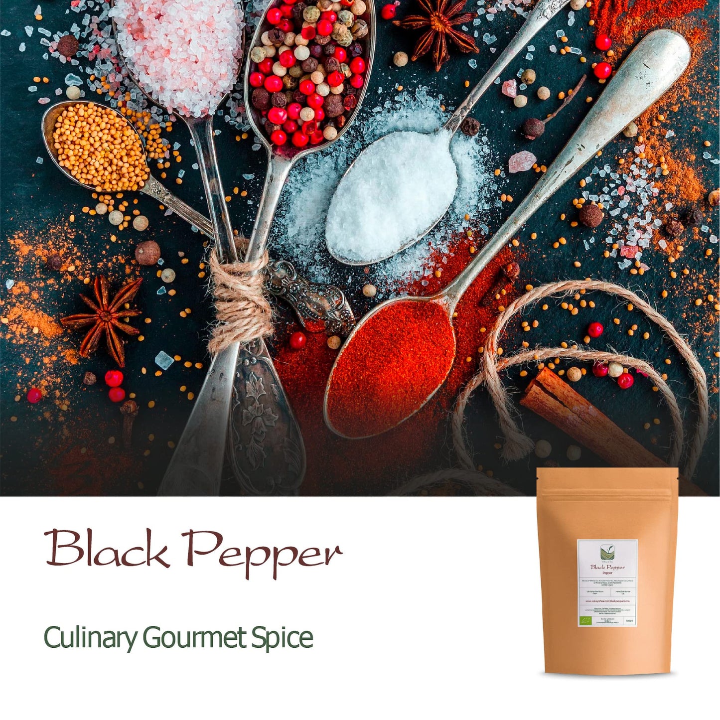 Black Pepper Whole Corns Organic - Gourmet Black Peppercorn - Black Peppercorns For Grinder Refill - Grinder Peppers Peppercorns