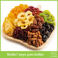 NUT CRAVINGS Gourmet Collection - Rosh Hashana & Shana Tova Dried Fruit & Mixed Nuts Gift Basket in Wooden Apple-Shaped Tray (9