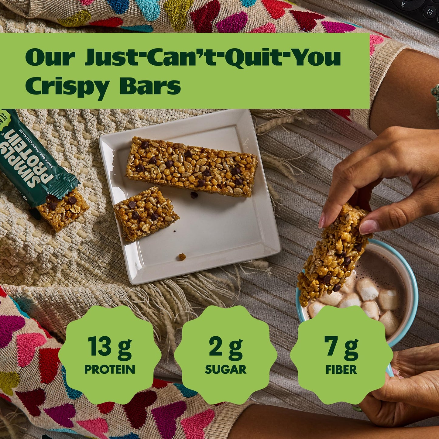 Simply Protein - Lemon Coconut Crispy Bars - Plant Based Protein Bars - Low Carb  Low Sugar  High Fiber - 13g Protein  2g Sugar  7g Fiber - Vegan  Gluten Free  Non GMO  Kosher - 12 Bars