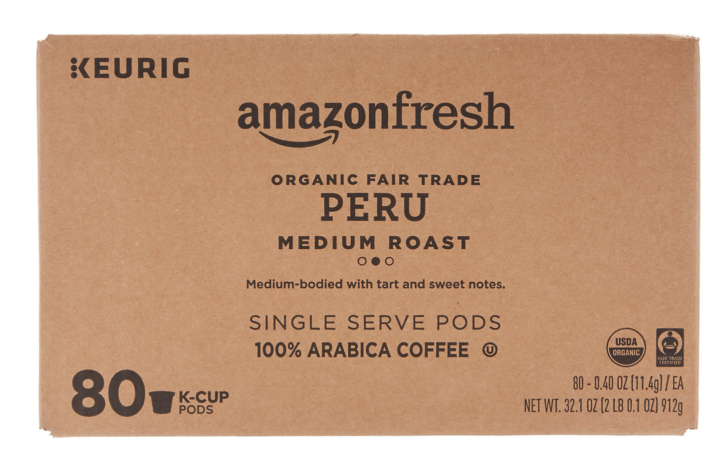 large online retailerFresh Organic Fair Trade K-Cups, Peru Medium Roast, 80 Count, Compatible with Keurig K-Cup Brewer