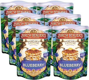 Blueberry Pancake & Waffle Mix By Birch Benders, Made With Real Blueberries, Non-Gmo, Just Add Water, Family Size, 14 Oz (Pack o