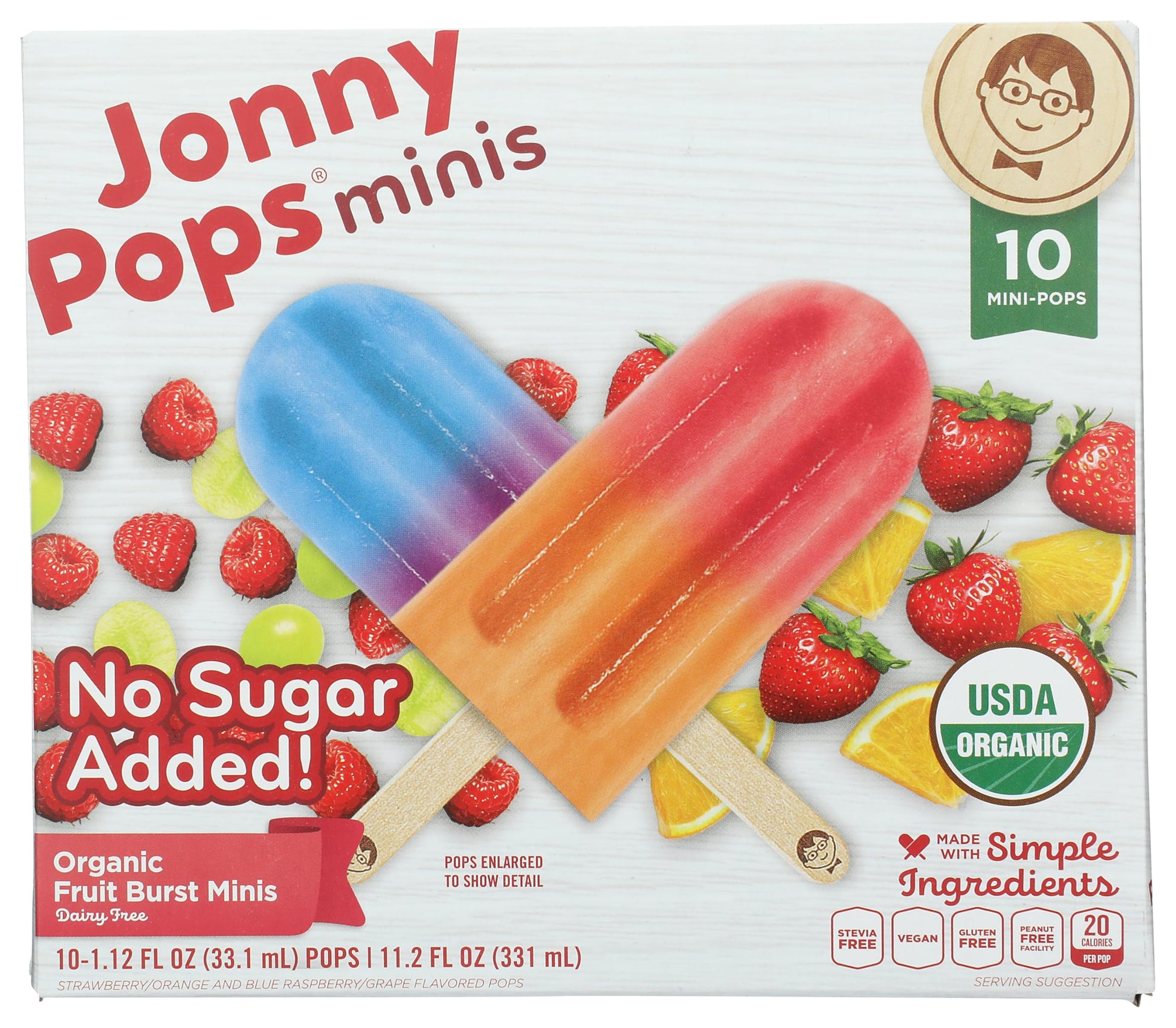 Jonnypops Organic Fruit Burst Mini Pops  11.2 Fl Oz