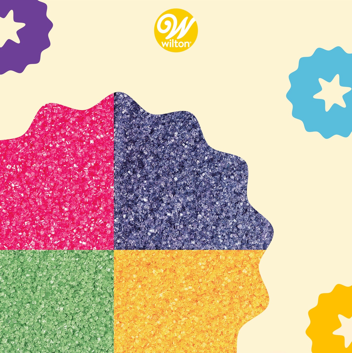 Wilton Bright Multicolored Sugar Sprinkles, 4-Colors Sanding Sugar for Desserts, 4.4 oz.