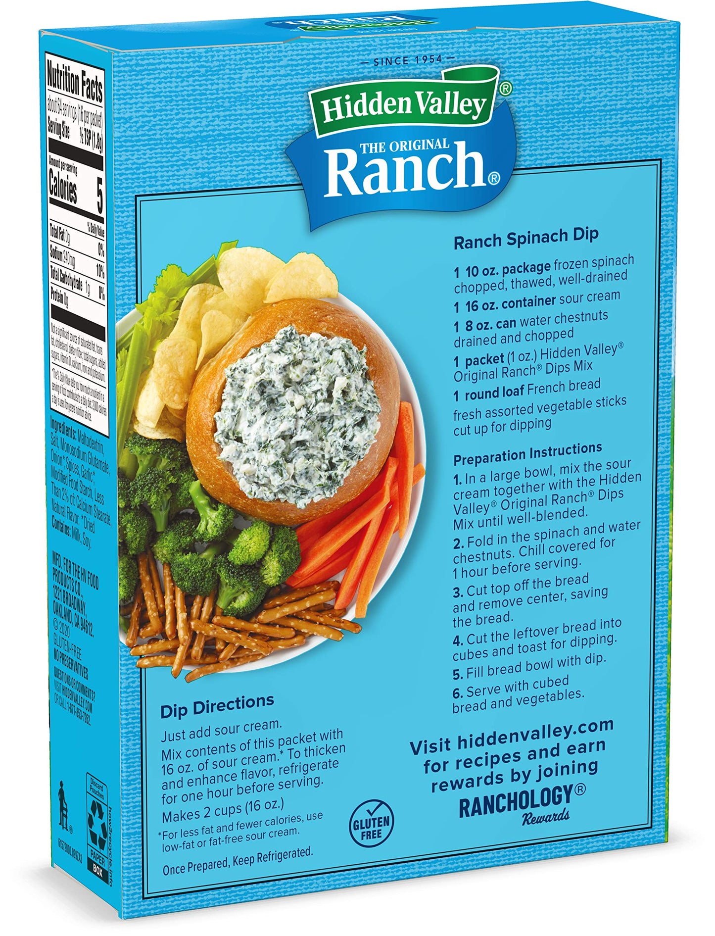 Hidden Valley Ranch Dipping Sauce Mix, Thick & Creamy Ranch Dipping Sauce, Gluten Free Dipping Sauce, Keto Friendly Dip, 1 Ounce