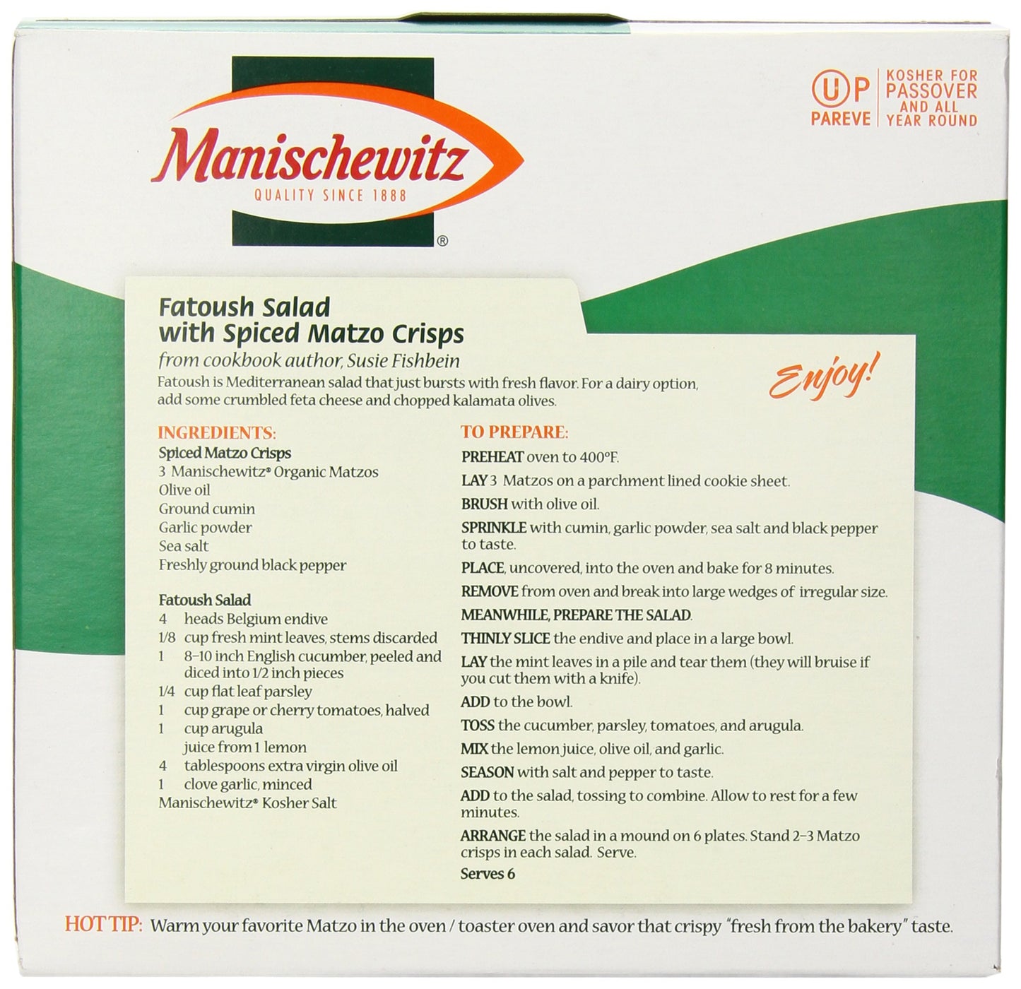Manischewitz Organic Matzo Cracker, 10 Ounce