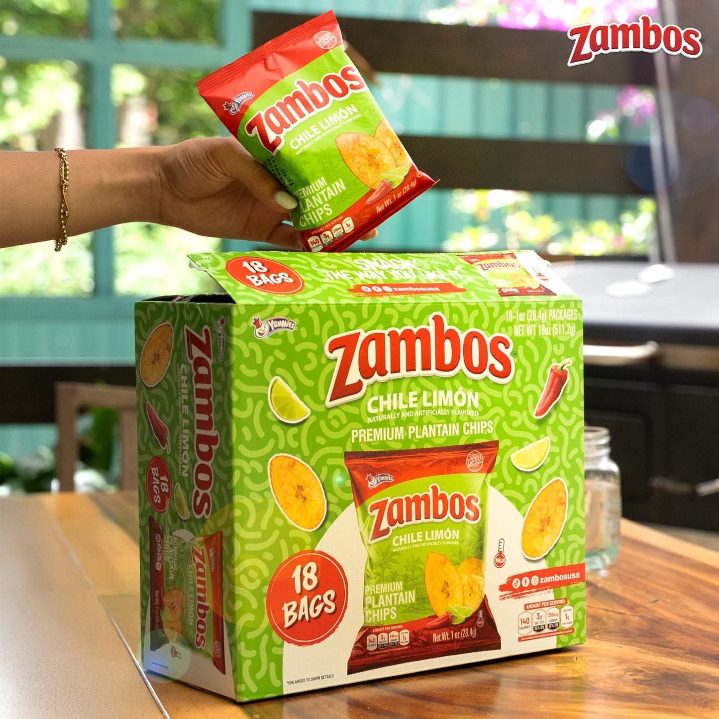 Zambos Plantain Chips Chile Limon Multipack  1 oz Bags (Pack of 18)