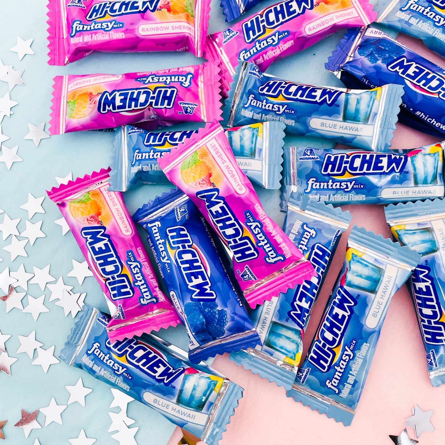 Hi Chew Fantasy Mix Candy, Rainbow Sherbet, Blue Hawaii, And Blue Raspberry Flavors, Fruity Chewy Japanese Taffy,3 Oz Pack Of 2