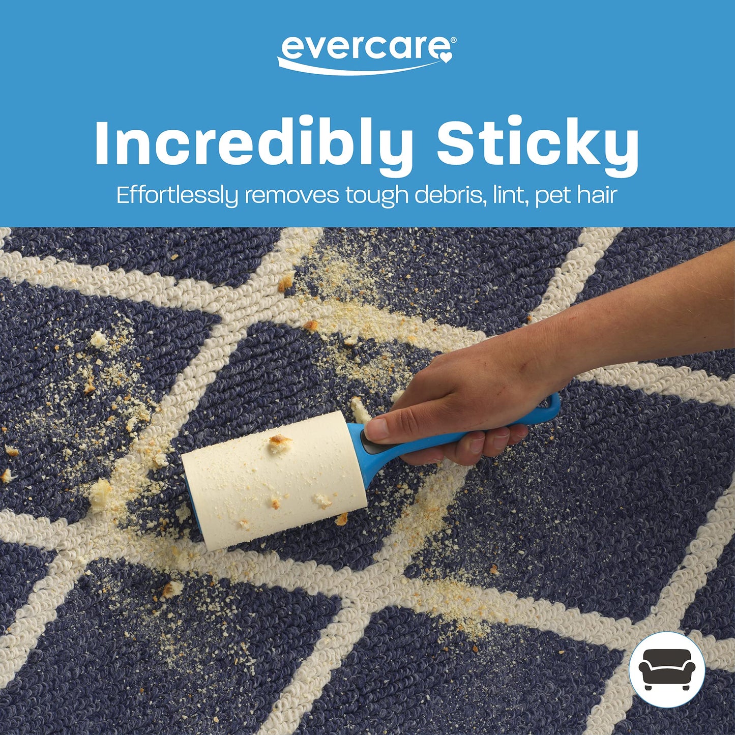 Evercare Extreme Stick, Standard Lint Roller Refill, 6 X 60 Sheet Roll (360 Total Sheets)