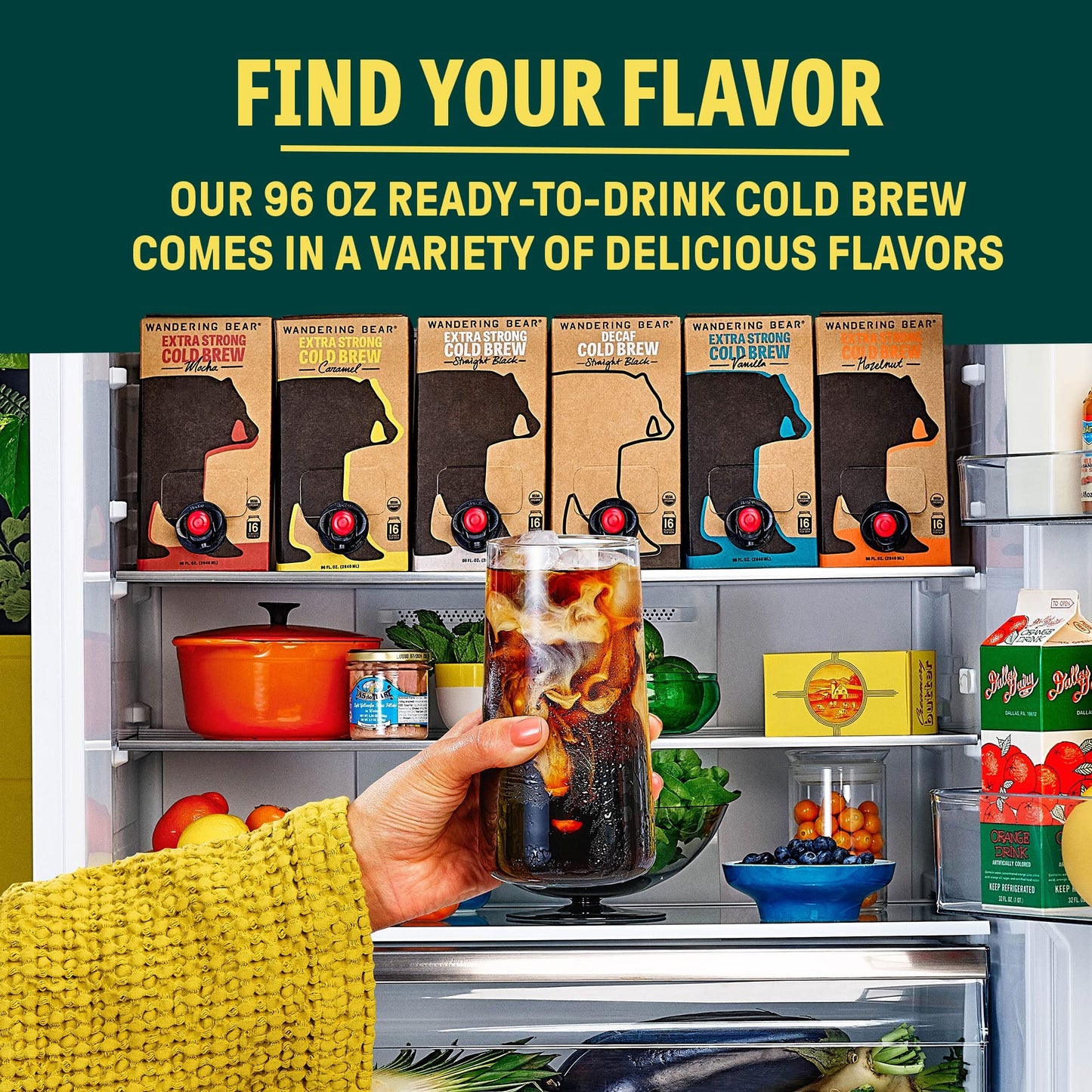 Wandering Bear Straight Black Organic Cold Brew Coffee On Tap, Iced Coffee, 96 fl oz - Extra Strong, Smooth, Unsweetened, Shelf-