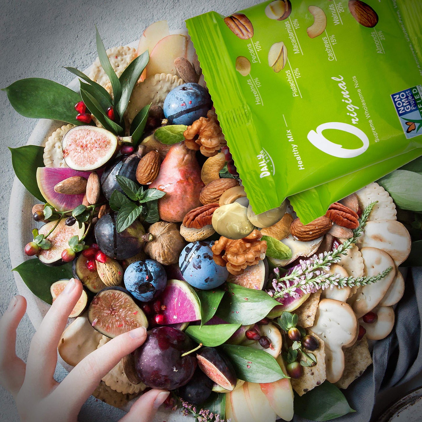 Daily Gourmet Nuts - Unsalted Mixed Nuts Snack Packs/Individually Wrapped Snacks/Nut Snacks/No Peanuts/Healthy Trail Mix Individual Packs/Deluxe Assorted Snacks / 48 Packs