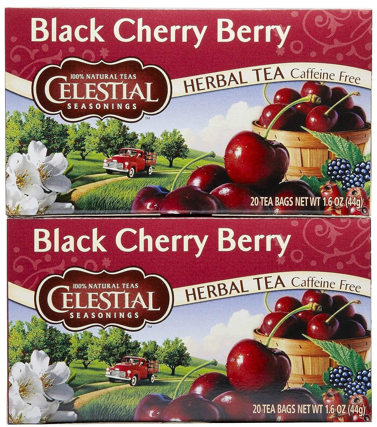 Celestial Seasonings Black Cherry Berry Tea Bags, 20 Count, Pack of 2, Herbal Blend