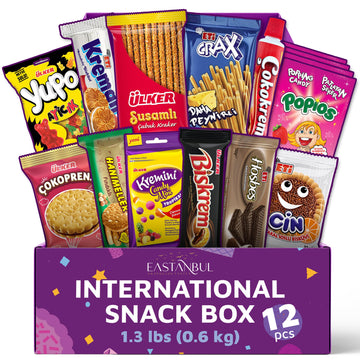 Eastanbul International Snack Box, Premium 12 Full-Size Foreign Snack Box, Exotic Turkish Snacks From Around The World Internati