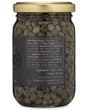 Mina Capers Non Pareil 7 oz, Perfect Mediterranean Seasoning or Garnish, Moroccan Capers Jar, Made with only Capers, Water, Vine