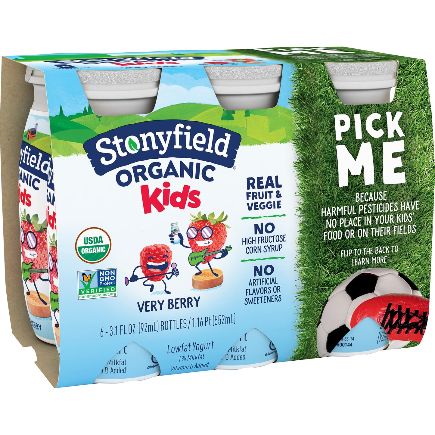 Stonyfield Organic Lowfat Yogurt Smoothies, Very Berry, 3.1 Oz.,- #1 Organic Kids Yogurt, Real Fruit & Wholesome Ingredients, 6 