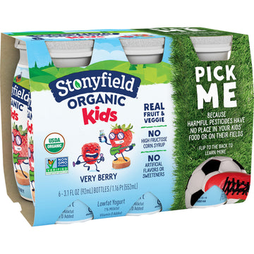 Stonyfield Organic Lowfat Yogurt Smoothies, Very Berry, 3.1 Oz.,- #1 Organic Kids Yogurt, Real Fruit & Wholesome Ingredients, 6 