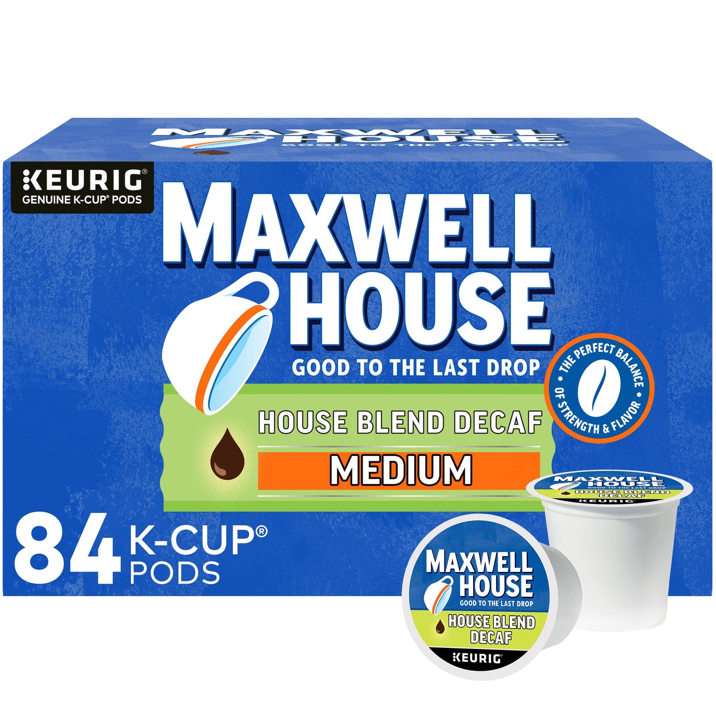 Maxwell House Decaf House Blend Medium Roast K-Cup Coffee Pods (84 Ct., Box)