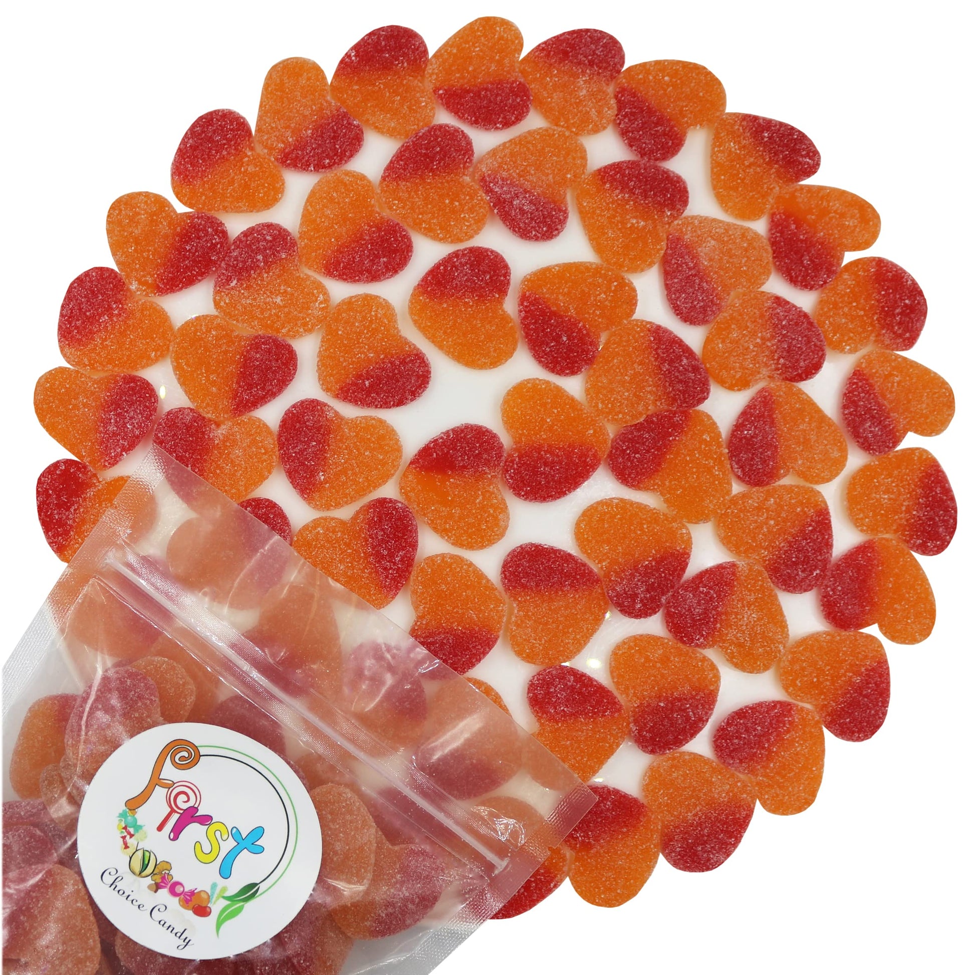FirstChoiceCandy Gummy Fruit Candy (Sour Peachy Valentine Hearts, 5 Pound (Pack of 1))