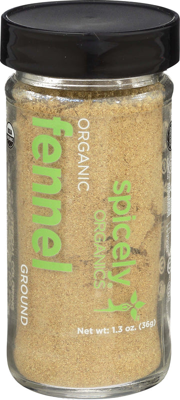 Spicely Organic Fennel Powder 1.30 Ounce Jar Certified Gluten Free