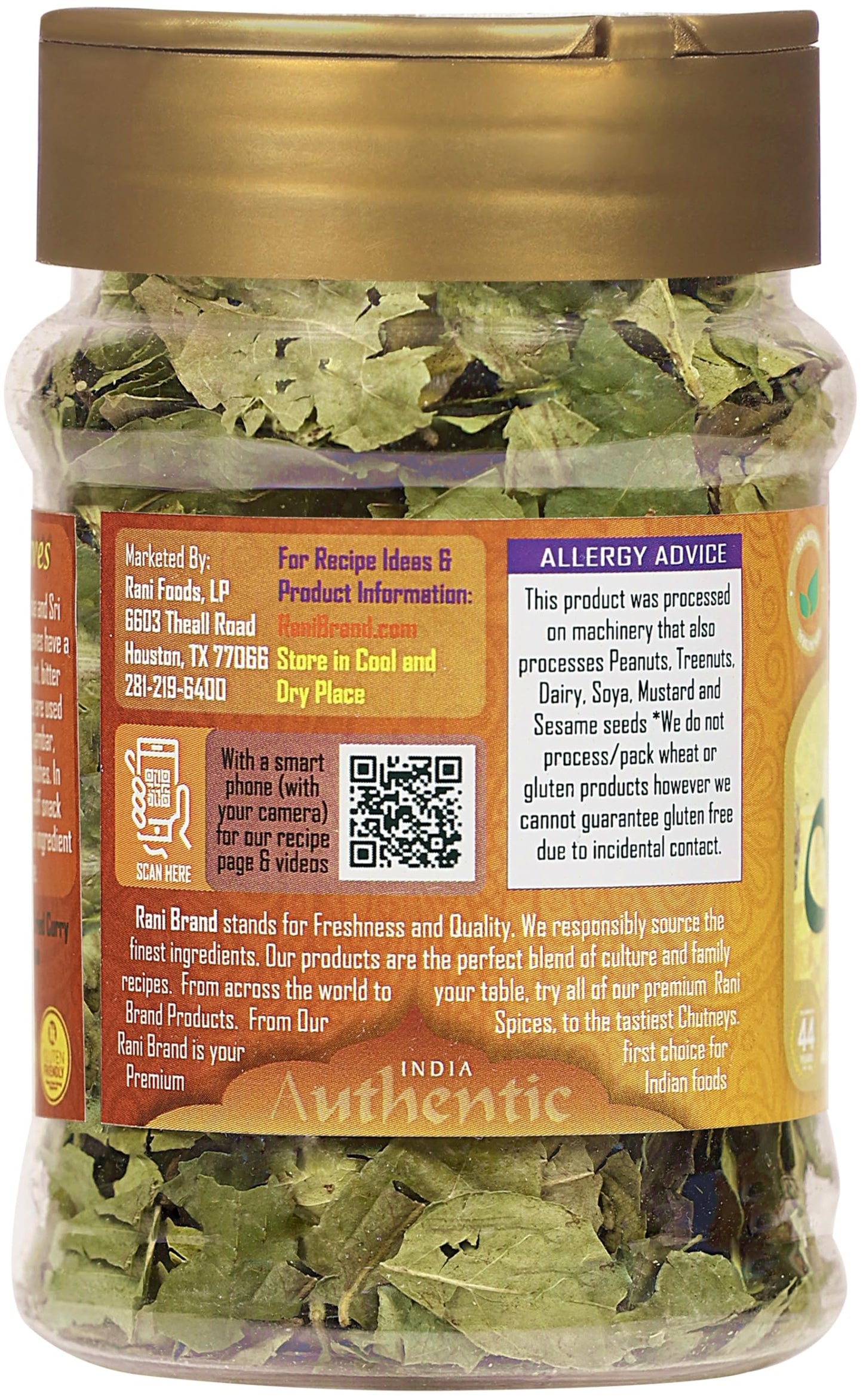 Rani Dried Curry Whole Leaves (Kari Neem Patha) Indian Spice 0.21oz (6g) PET Jar ~ Non-irradiated | All Natural | Vegan | Gluten