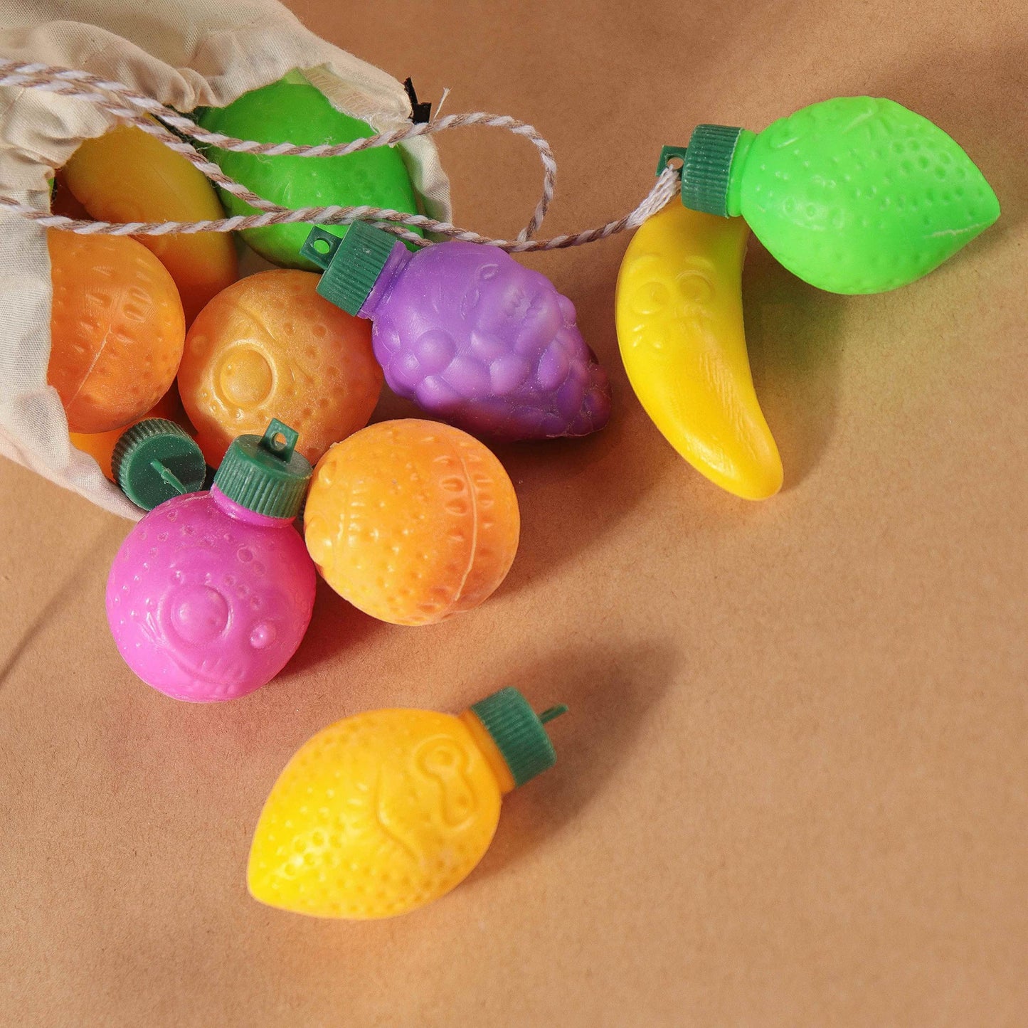 60 Fruit Shaped Fizzy Candy Powder, With Hanging Hole Caps For Decorative Stringing, Fun And Unique 90S Retro Candy, Gluten Free