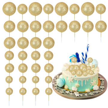 30Pcs Balls Cake Topper Glitter Foam Ball Cake Picks Mini Balloon Diy Cake Insert Topper Decoration For Baby Shower Wedding Anni