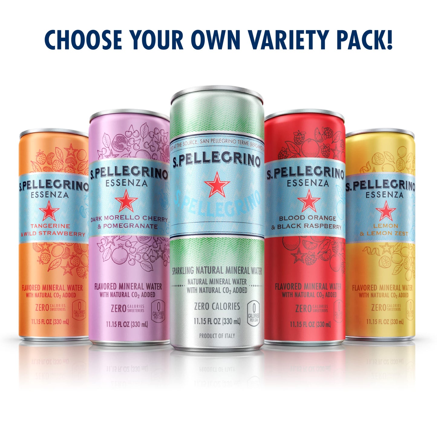 S.Pellegrino Essenza Variety Pack - Blood Orange  Lemon  Wild Strawberry 11.15 Fl. Oz (Pack of 24)