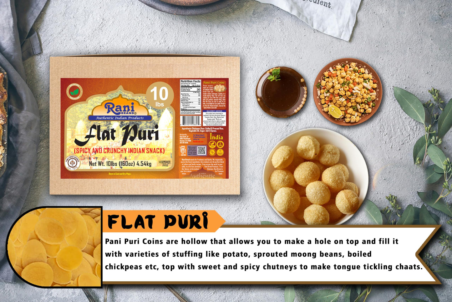 Rani Pani Puri Coins 160Oz (10Lbs) 4.54Kg 1650-1660 Coins Bulk Box ~ Uncooked, Microwaveable Wheat And Semolina Coins ~ All Natu