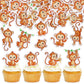 Cyodoos Edible 42Pcs Monkey Cupcake Toppers Wafer Paper Animal Zoo Theme Monkey Cupcake Picks Baby Shower Kids Birthday Party Ca