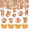 Cyodoos Edible 42Pcs Monkey Cupcake Toppers Wafer Paper Animal Zoo Theme Monkey Cupcake Picks Baby Shower Kids Birthday Party Ca
