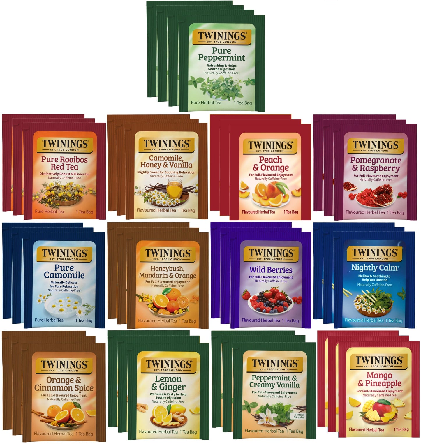 Twinings Herbal Tea Variety Gift Box, 40 Count, 13 Flavors, Naturally Caffeine-Free