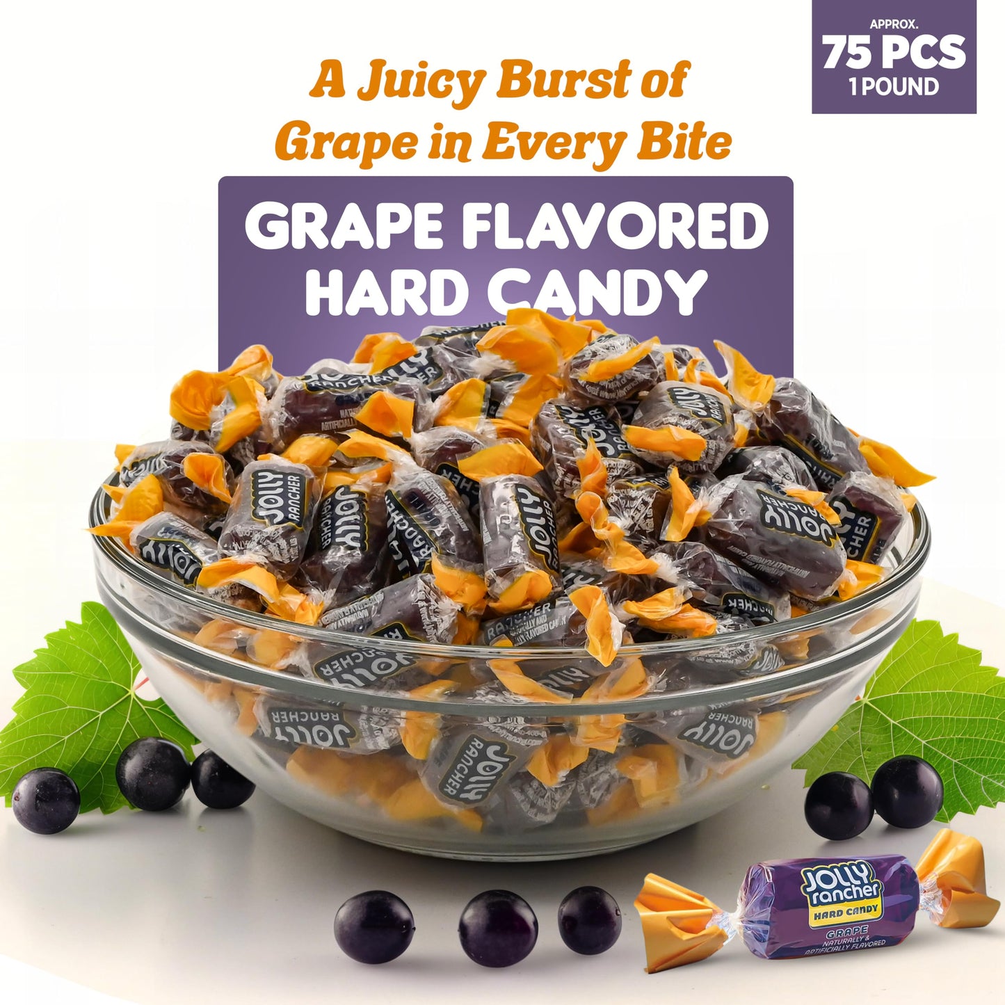 Candylish G  Jolly Ranchers Hard Candy – Original Flavor – 1 LB Bulk Bag – Tart & Sweet  , Approx. 75 Pieces