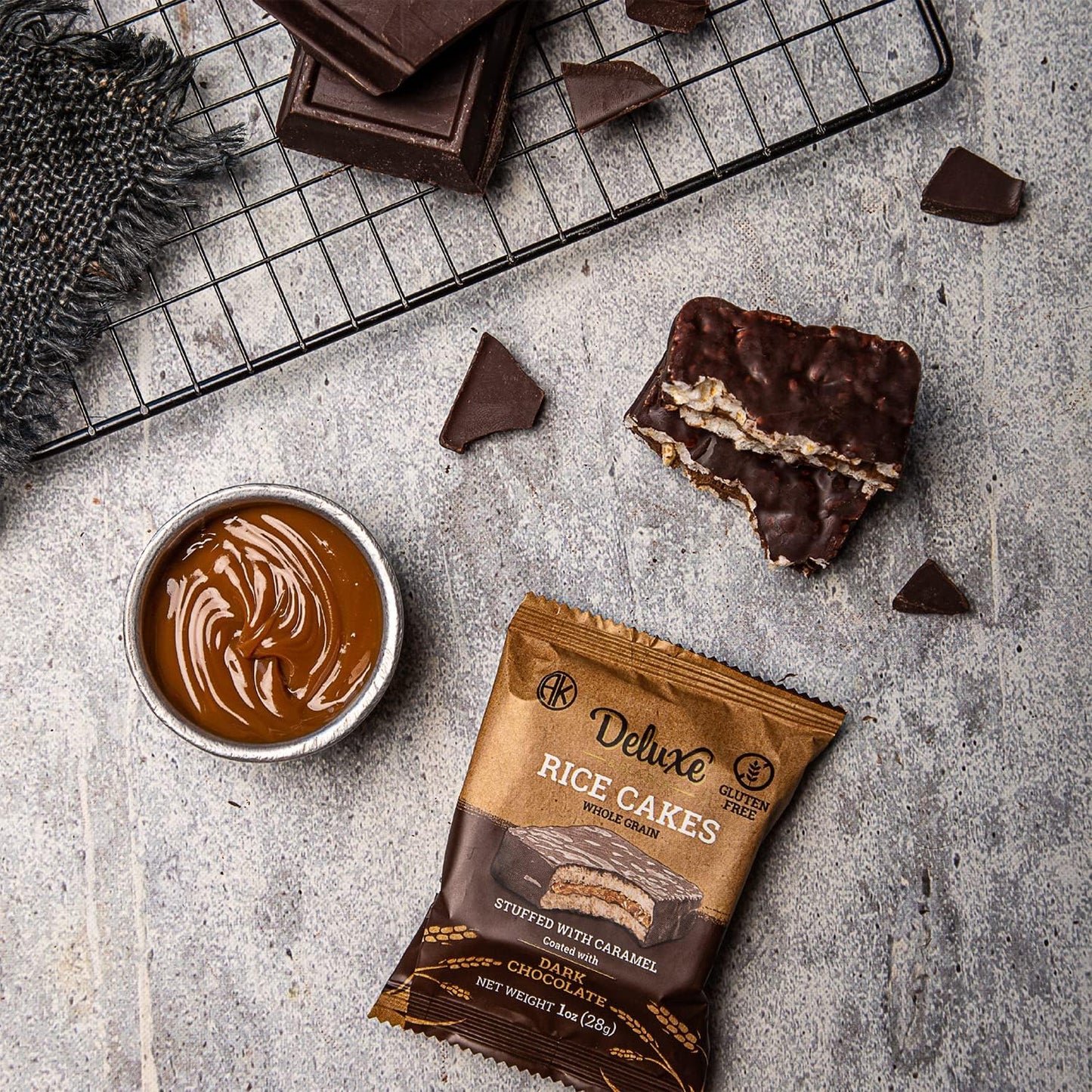 Deluxe & Bla Bla Delicious Crispy Rice Cake Sandwichs Filled With Dulce De Leche And Coated With Dark Chocolate (Alfajor) Kosher