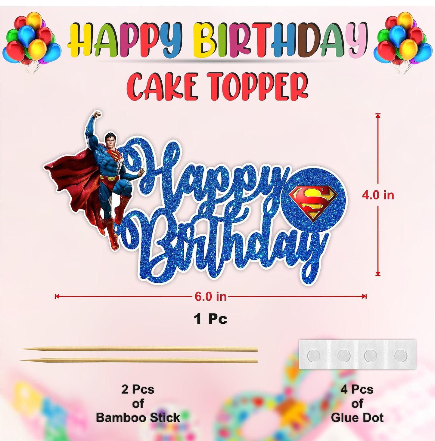 Seyal Suprman Happy Birthday Cake Topper