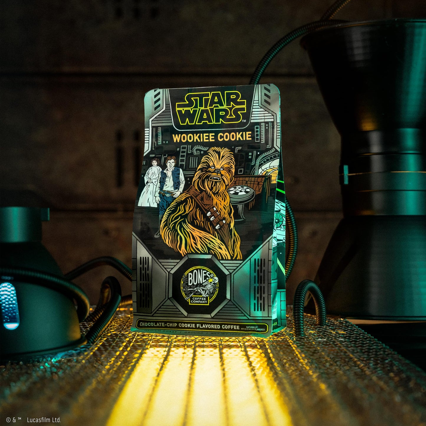 Bones Coffee Company Star Wars Wookiee Cookie Flavored Coffee Beans, Whole Bean Coffee Medium Roast Low Acid, Chocolate Chip Cookie Flavor (12 Oz)