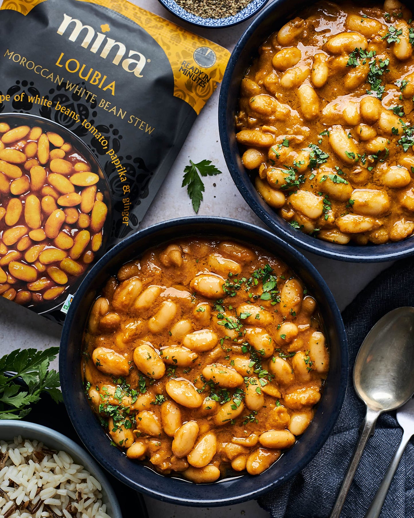 Mina Moroccan White Beans, Cannellini Beans, 10 Oz (Pack Of 6) Ready To Eat, Plant Protein, Vegan, Non-Gmo, Gluten Free Healthy Food, Microwave Meals Ready To Eat, Packaged Meals & Side Dishes, Kosher